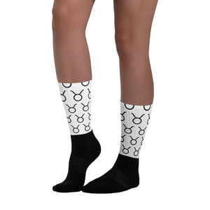 Zodi-Hacks Taurus Symbol Black Foot Sublimated Socks - Zodi-Hacks Apparel 