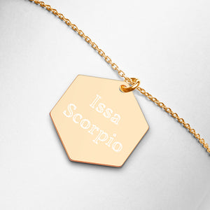Issa Scorpio Engraved Hexagon Necklace - Zodi-Hacks Apparel 