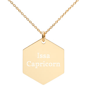 Issa Capricorn Engraved Hexagon Necklace - Zodi-Hacks Apparel 