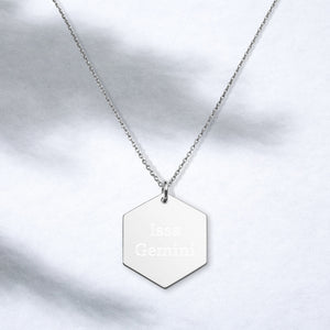 Issa Gemini Engraved Hexagon Necklace - Zodi-Hacks Apparel 