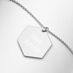 Issa Aries Engraved Hexagon Necklace - Zodi-Hacks Apparel 