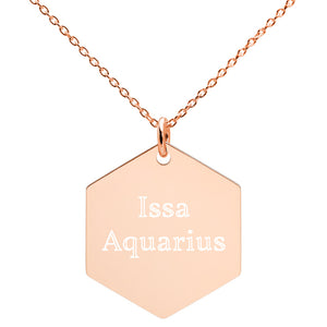 Issa Aquarius  Engraved Hexagon Necklace - Zodi-Hacks Apparel 