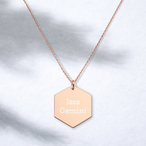 Issa Gemini Engraved Hexagon Necklace - Zodi-Hacks Apparel 